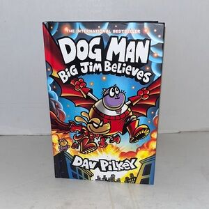 Scholastic Dog Man Big Jim Believes — Blue, Red, Yellow, Purple Cover